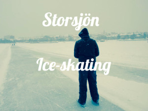 Ice-Skating at lake Storsjön in Oestersund Sweden Östersund Storsjön