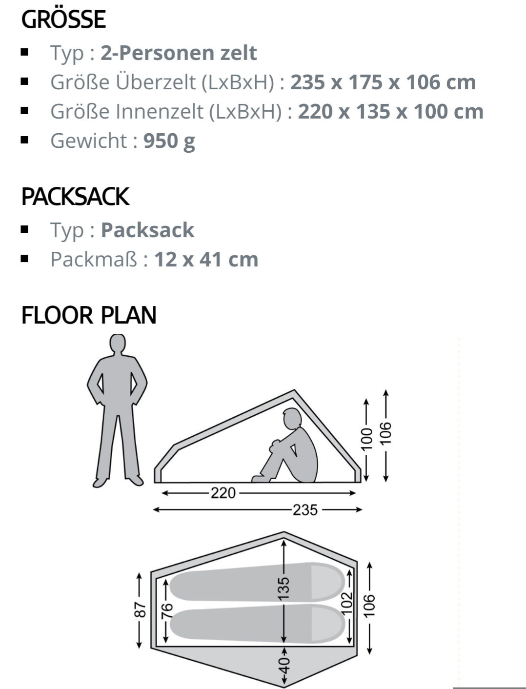 Maße Nordisk Telemark 2 LW